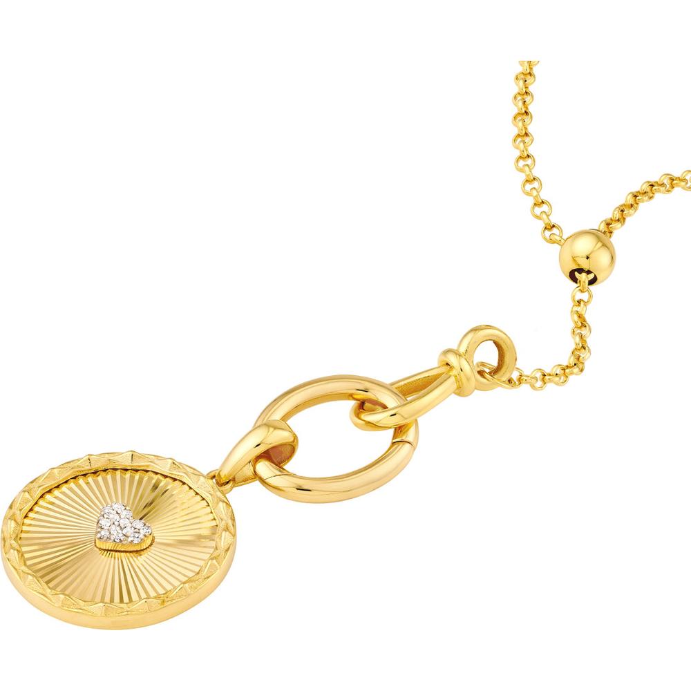 Olas d'Oro - 14K Yellow Gold Round Radiant Diamond Heart Pendant - 0.07 Carat Diamond Weight