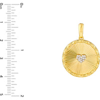 Olas d'Oro - 14K Yellow Gold Round Radiant Diamond Heart Pendant - 0.07 Carat Diamond Weight
