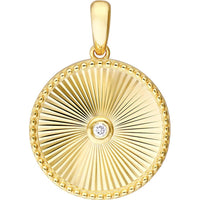 Olas d'Oro - 14K Yellow Gold Round Radiant Diamond Pendant - 0.03 Carat Diamond