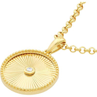 Olas d'Oro - 14K Yellow Gold Round Radiant Diamond Pendant - 0.03 Carat Diamond