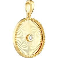 Olas d'Oro - 14K Yellow Gold Round Radiant Diamond Pendant - 0.03 Carat Diamond