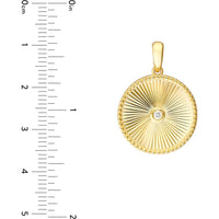 Olas d'Oro - 14K Yellow Gold Round Radiant Diamond Pendant - 0.03 Carat Diamond