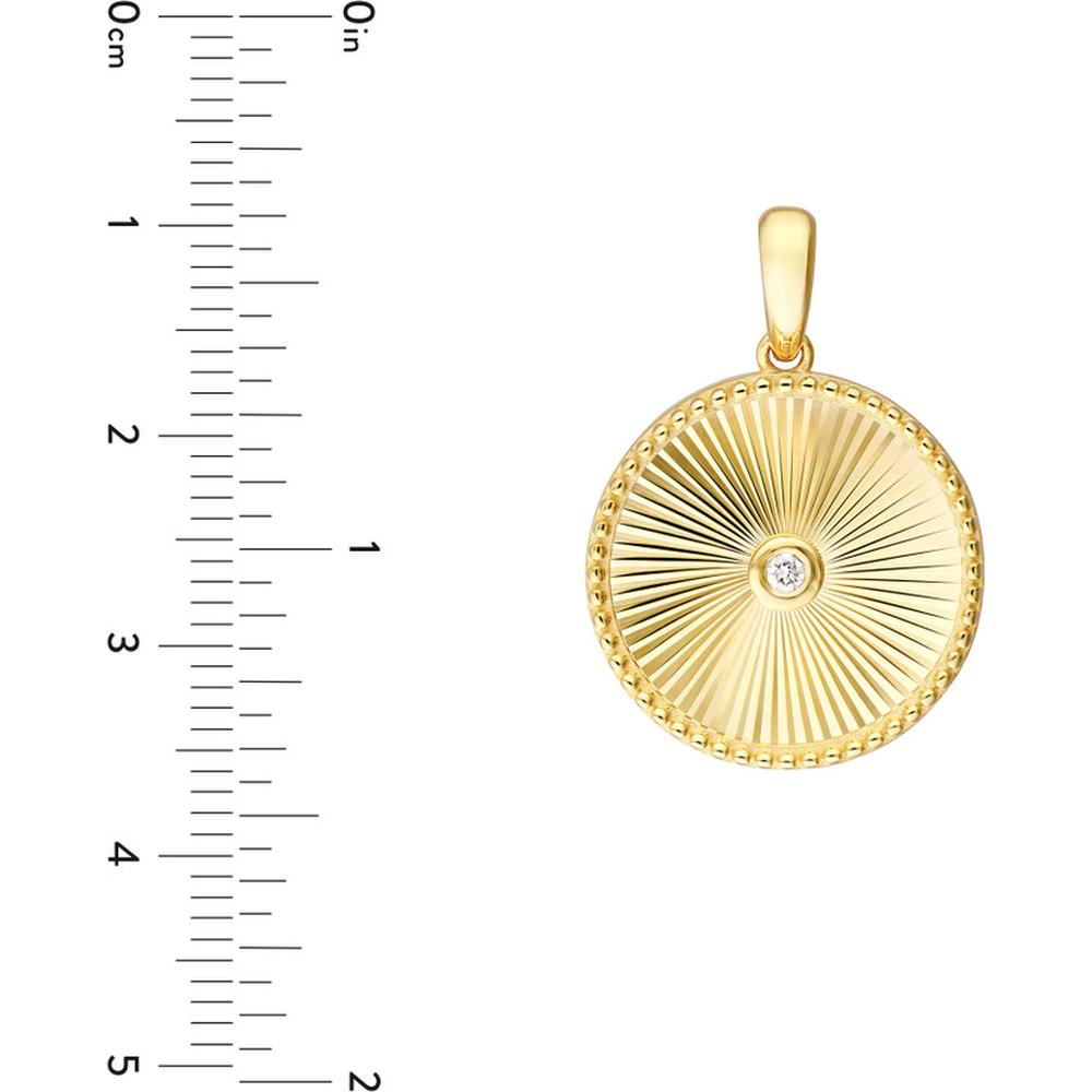 Olas d'Oro - 14K Yellow Gold Round Radiant Diamond Pendant - 0.03 Carat Diamond