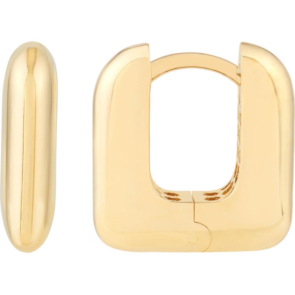 Olas d'Oro - 14K Yellow Gold Rounded Square Puffy Huggie Earrings 2.85 Grams Total Weight
