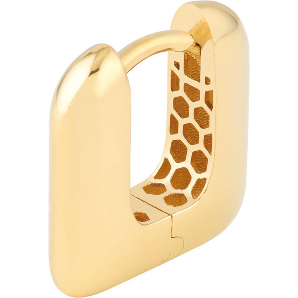 Olas d'Oro - 14K Yellow Gold Rounded Square Puffy Huggie Earrings 2.85 Grams Total Weight