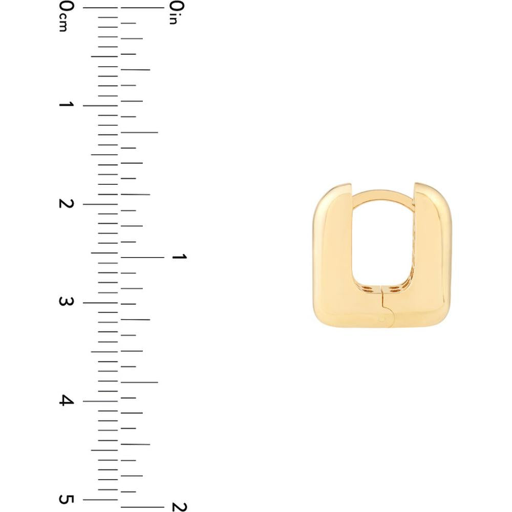 Olas d'Oro - 14K Yellow Gold Rounded Square Puffy Huggie Earrings 2.85 Grams Total Weight
