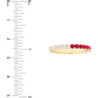 Olas d'Oro - 14K Yellow Gold Ruby and Diamond 50/50 Stackable Band - 0.40 Carat Diamond, 0.24 Carat Ruby