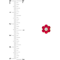 Olas d'Oro - 14K Yellow Gold Ruby & Diamond Cluster Stud Earrings - 0.96 Carat Ruby, 0.13 Carat Diamond Total Carat Weight