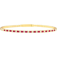 Olas d'Oro - 14K Yellow Gold Ruby & Diamond Flexi Tennis Bracelet - 0.83 Carat Total Gem Weight