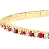 Olas d'Oro - 14K Yellow Gold Ruby & Diamond Flexi Tennis Bracelet - 0.83 Carat Total Gem Weight