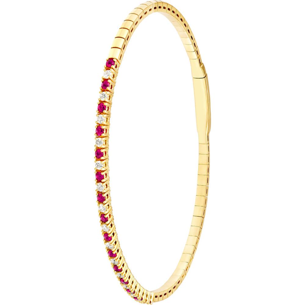 Olas d'Oro - 14K Yellow Gold Ruby & Diamond Flexi Tennis Bracelet - 0.83 Carat Total Gem Weight