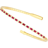 Olas d'Oro - 14K Yellow Gold Ruby & Diamond Flexi Tennis Bracelet - 0.83 Carat Total Gem Weight
