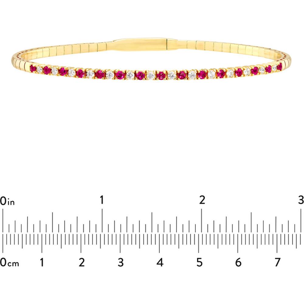 Olas d'Oro - 14K Yellow Gold Ruby & Diamond Flexi Tennis Bracelet - 0.83 Carat Total Gem Weight
