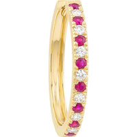 Olas d'Oro - 14K Yellow Gold Ruby & Diamond Hoop Earrings - 0.80 Carat Total Carat Weight