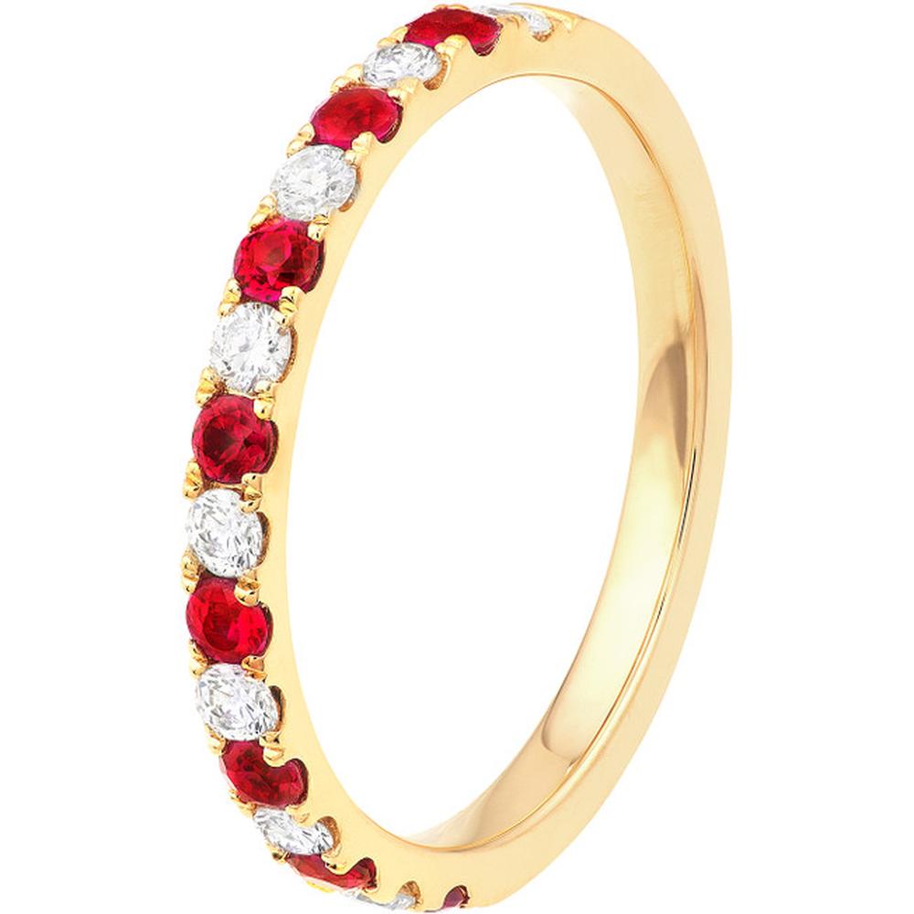 Olas d'Oro - 14K Yellow Gold Ruby & Diamond Stackable Band - 0.40 Carat Total Carat Weight