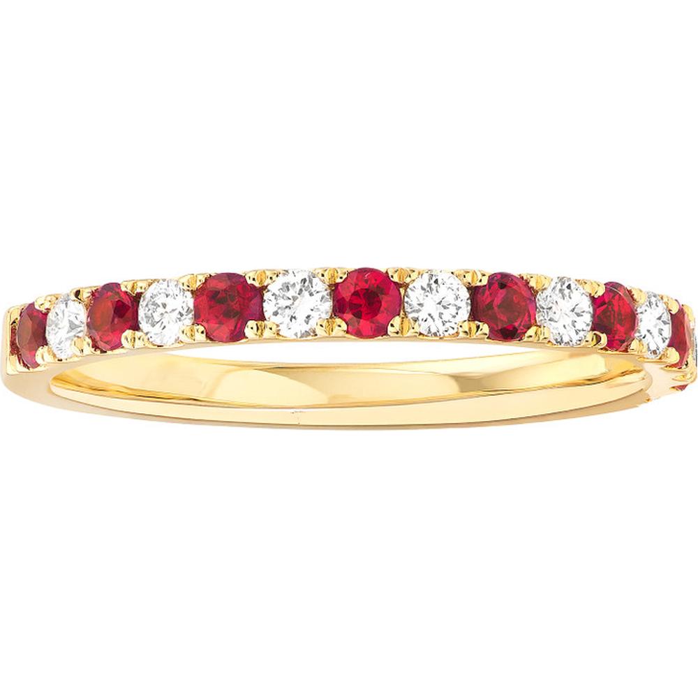 Olas d'Oro - 14K Yellow Gold Ruby & Diamond Stackable Band - 0.40 Carat Total Carat Weight
