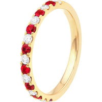 Olas d'Oro - 14K Yellow Gold Ruby and Diamond Stackable Band - 0.40 Carat Total Gem Weight