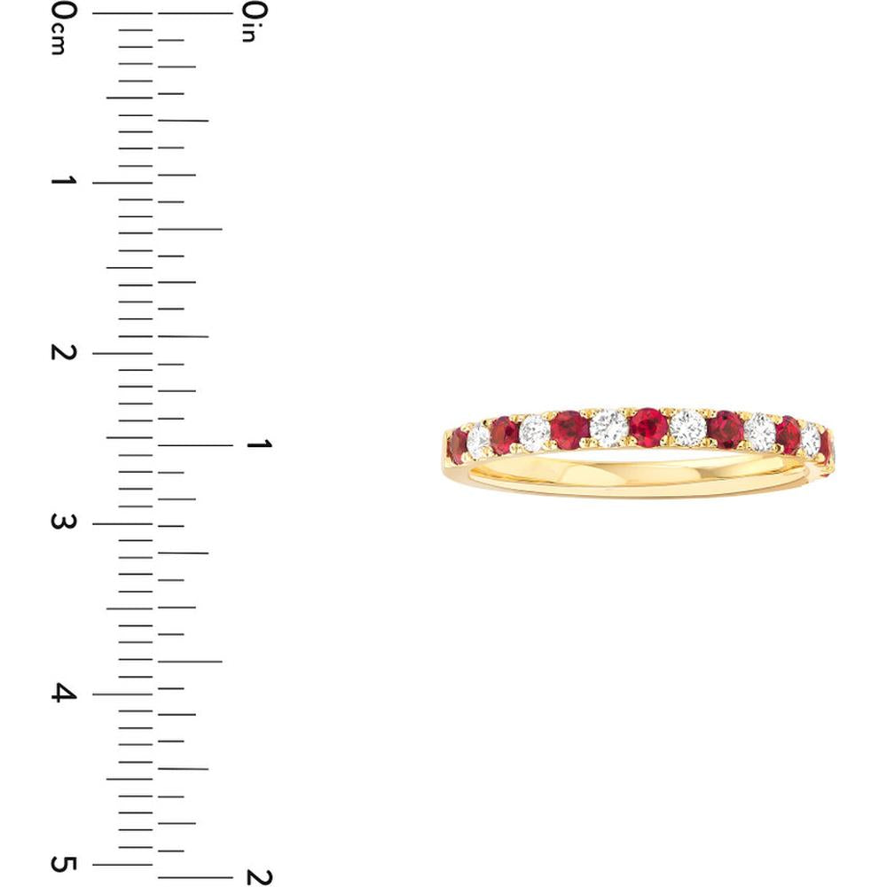 Olas d'Oro - 14K Yellow Gold Ruby & Diamond Stackable Band - 0.40 Carat Total Weight