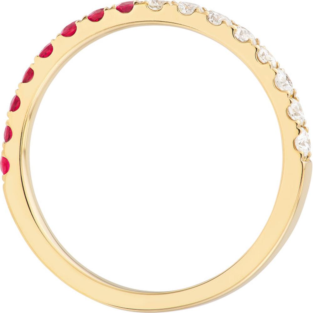 Olas d'Oro - 14K Yellow Gold Ruby & Diamond Stackable Band - 0.64 Carat Total Carat Weight