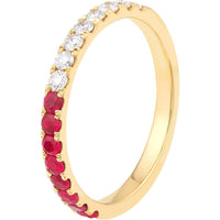 Olas d'Oro - 14K Yellow Gold Ruby and Diamond Stackable Band - 0.64 Carat Total Gemstone Weight