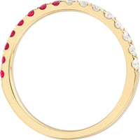 Olas d'Oro - 14K Yellow Gold Ruby & Diamond Stackable Band - 0.64 Carat Total Weight - Size 8.5