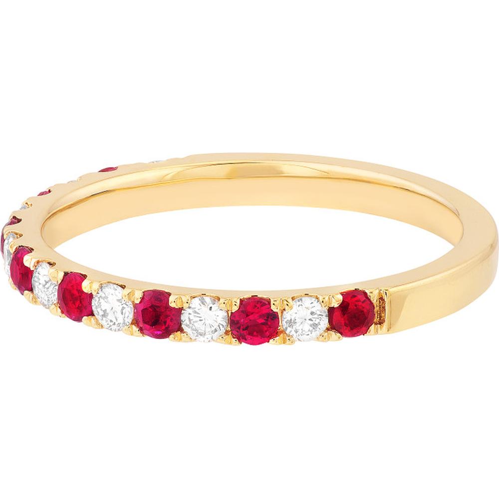 Olas d'Oro - 14K Yellow Gold Ruby & Diamond Stackable Ring - 0.40 Carat Total Weight