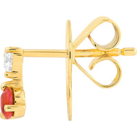 Olas d'Oro - 14K Yellow Gold Ruby & Diamond Stud Earrings - 0.43 Carat Total Carat Weight