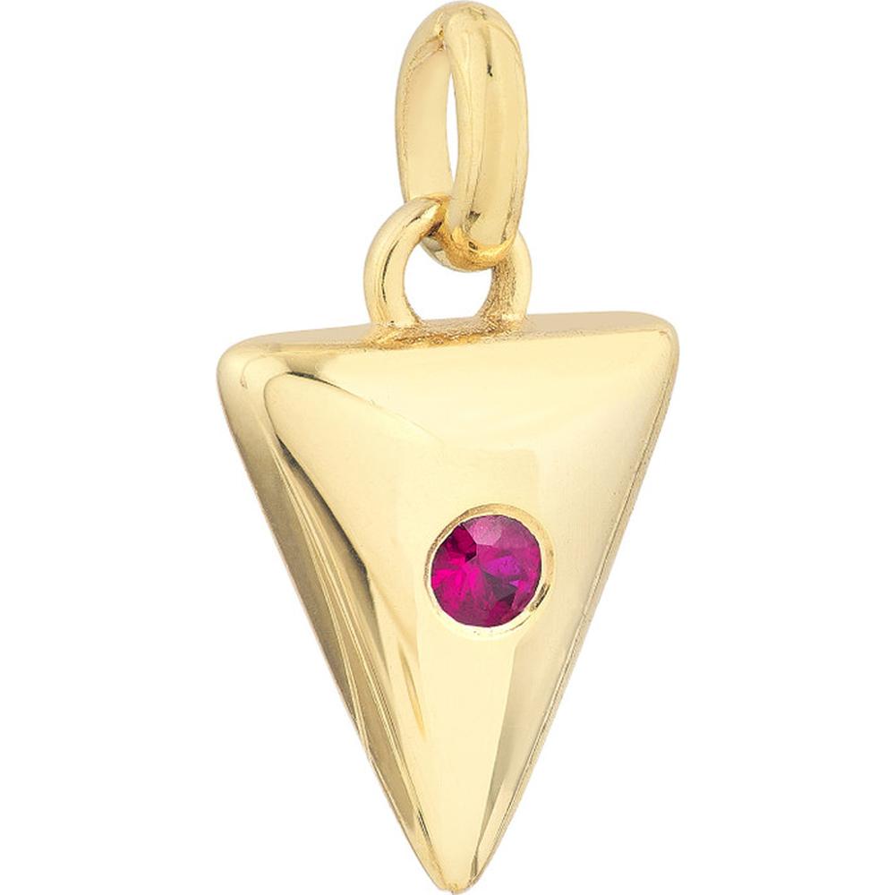 Olas d'Oro - 14K Yellow Gold Ruby Arrow Pendant - 0.08 Carat Ruby