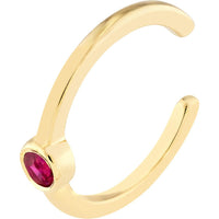 Olas d'Oro - 14K Yellow Gold Ruby Bezel Earring Cuffs - 0.10 Carat Total Ruby Weight