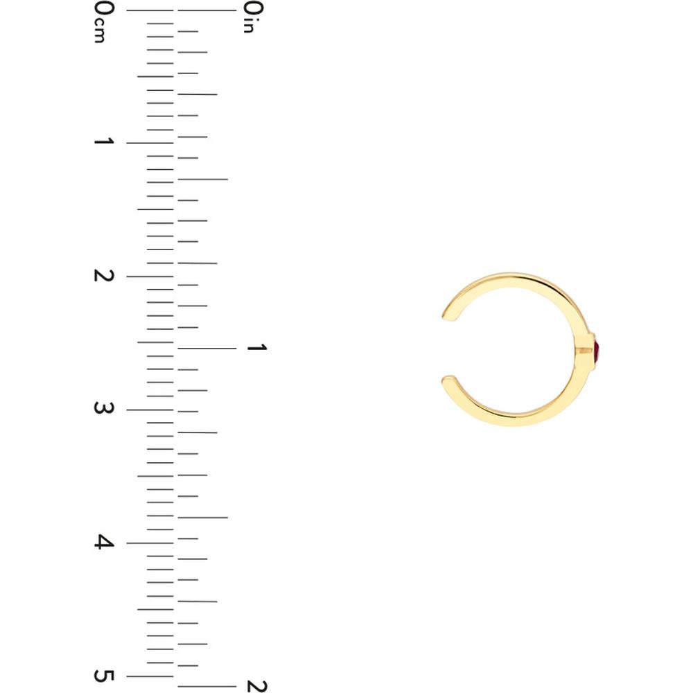 Olas d'Oro - 14K Yellow Gold Ruby Bezel Earring Cuffs - 0.10 Carat Total Ruby Weight