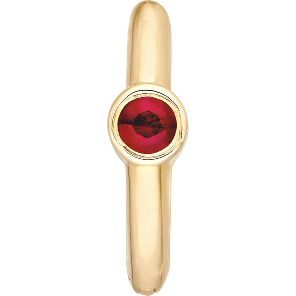Olas d'Oro - 14K Yellow Gold Ruby Bezel Mini Hoops - 0.10 Carat Total Ruby Weight