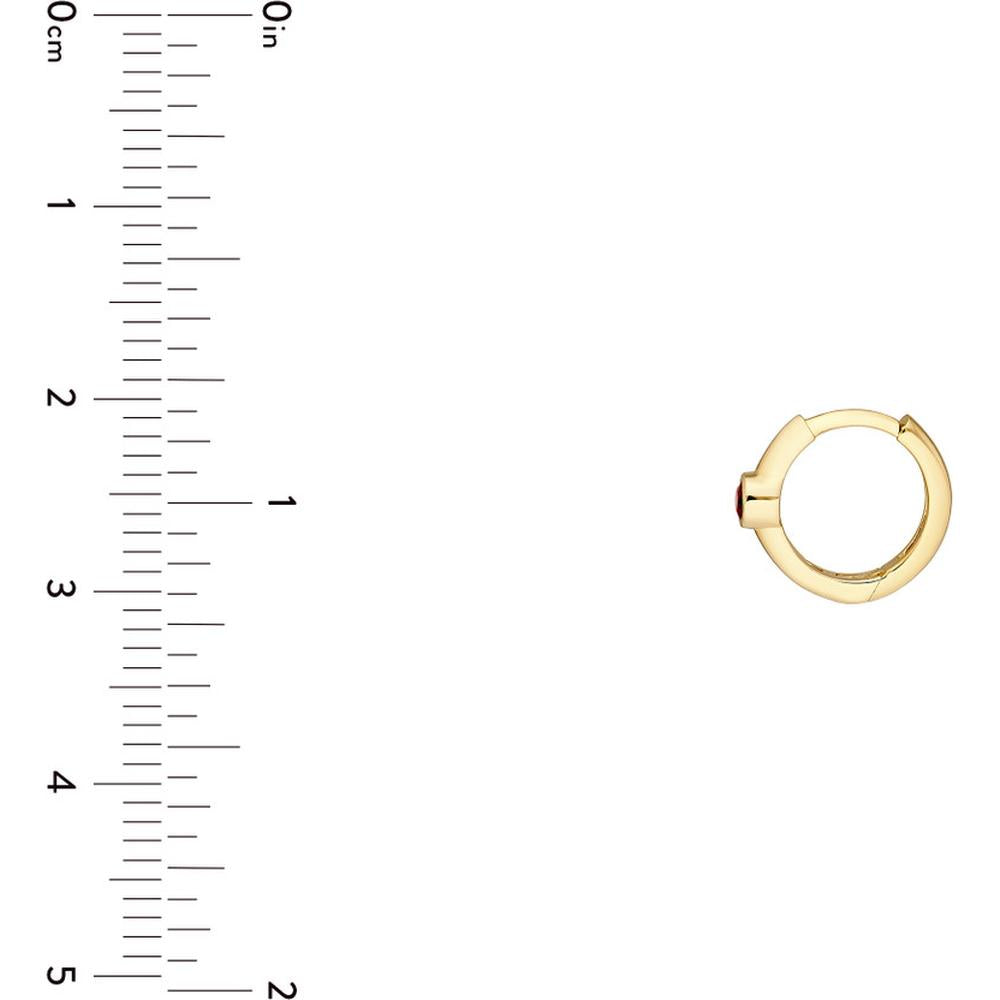Olas d'Oro - 14K Yellow Gold Ruby Bezel Mini Hoops - 0.10 Carat Total Ruby Weight