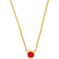 Olas d'Oro - 14K Yellow Gold Ruby Bezel Necklace with Adjustable Length - 0.15 Carat Ruby