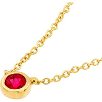 Olas d'Oro - 14K Yellow Gold Ruby Bezel Necklace with Adjustable Length - 0.15 Carat Ruby