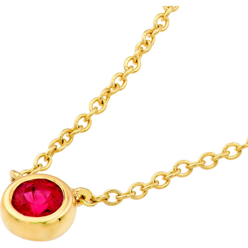 Olas d'Oro - 14K Yellow Gold Ruby Bezel Necklace with Adjustable Length - 0.15 Carat Ruby