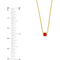Olas d'Oro - 14K Yellow Gold Ruby Bezel Necklace with Adjustable Length - 0.15 Carat Ruby