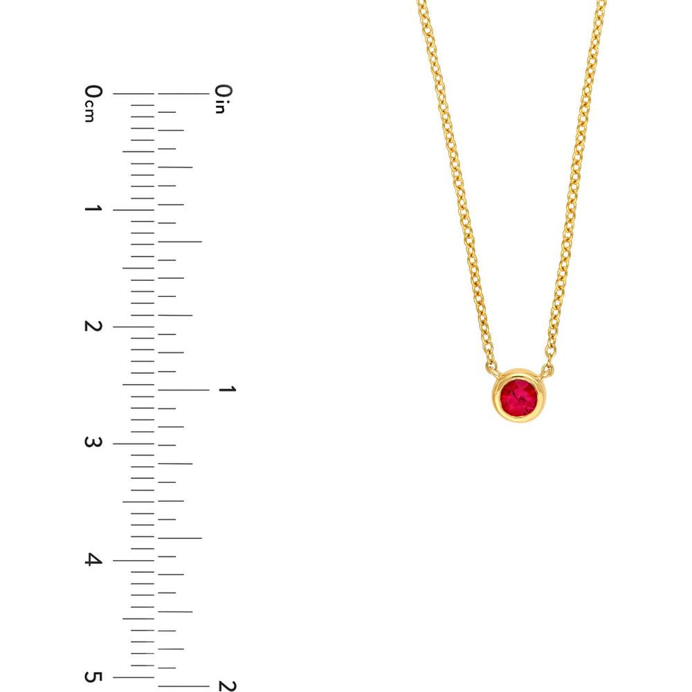 Olas d'Oro - 14K Yellow Gold Ruby Bezel Necklace with Adjustable Length - 0.15 Carat Ruby