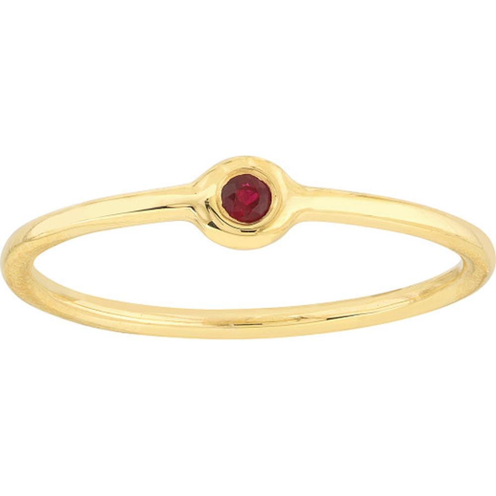 Olas d'Oro - 14K Yellow Gold Ruby Bezel Wire Ring - 0.05 Carat Total Ruby Weight