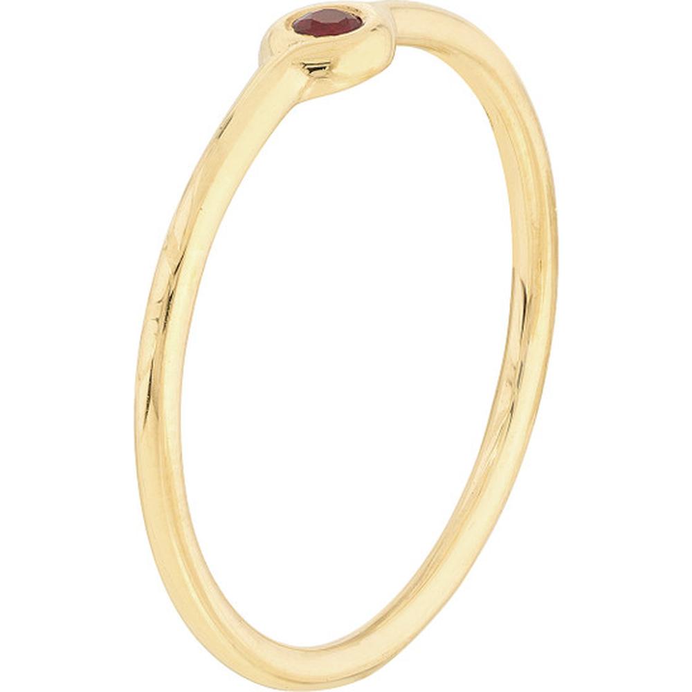 Olas d'Oro - 14K Yellow Gold Ruby Bezel Wire Ring - 1/15 Carat Ruby - Size 7