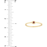 Olas d'Oro - 14K Yellow Gold Ruby Bezel Wire Ring - 1/15 Carat Ruby - Size 7