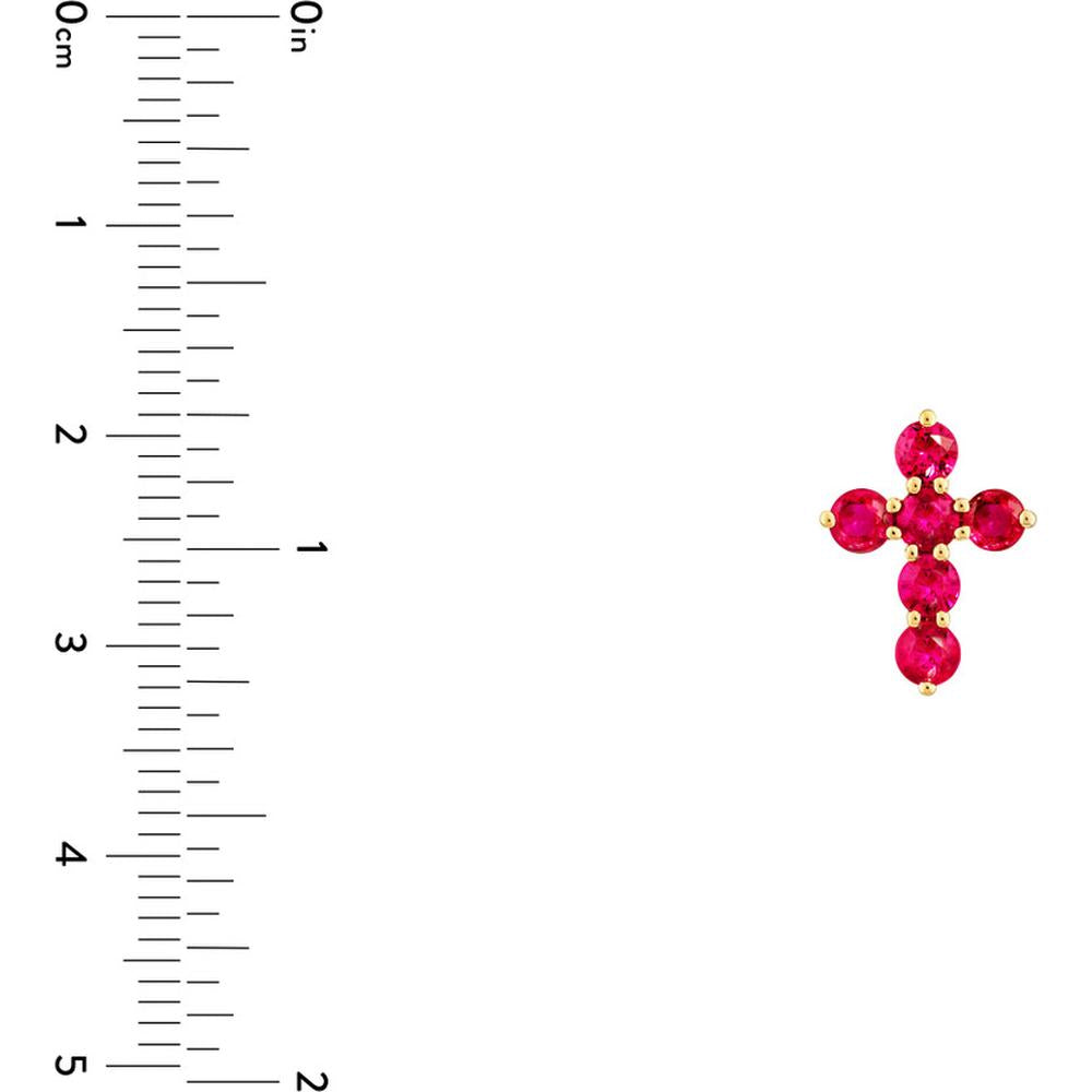 Olas d'Oro - 14K Yellow Gold Ruby Cross Pendant - 0.90 Carat Total Ruby Weight