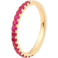 Olas d'Oro - 14K Yellow Gold Ruby Gemstone Stackable Band - 0.80 Carat Total Ruby Weight, Size 5