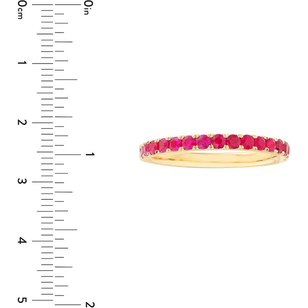 Olas d'Oro - 14K Yellow Gold Ruby Gemstone Stackable Band - 0.80 Carat Total Ruby Weight