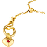 Olas d'Oro - 14K Yellow Gold Ruby Heart Pendant - 0.08 Carat Ruby