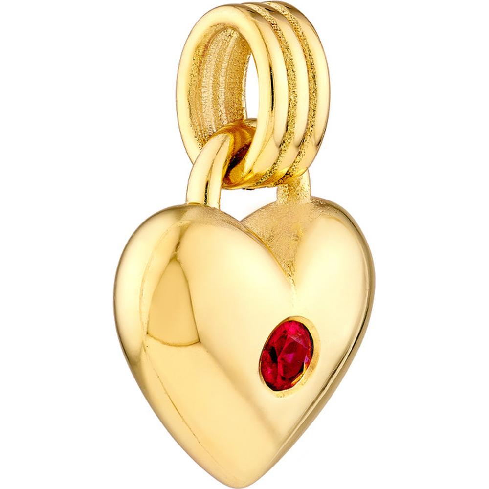 Olas d'Oro - 14K Yellow Gold Ruby Heart Pendant - 0.08 Carat Ruby