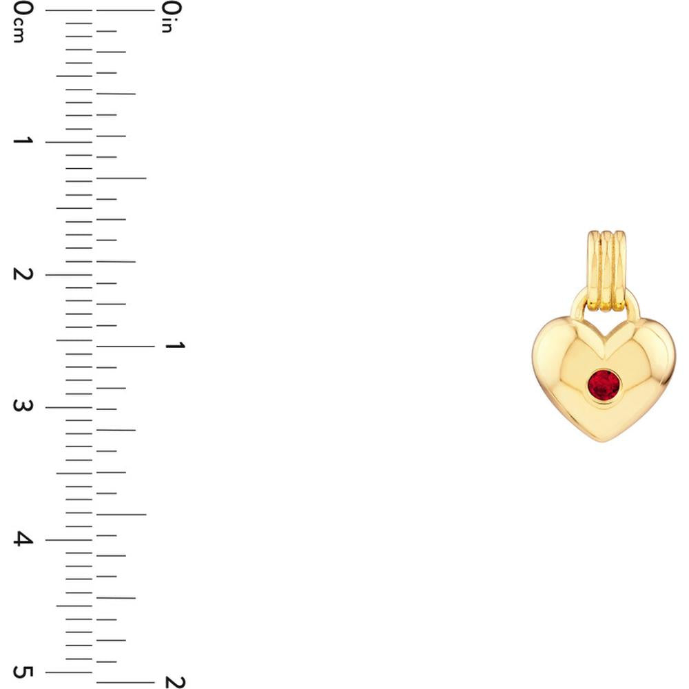 Olas d'Oro - 14K Yellow Gold Ruby Heart Pendant - 0.08 Carat Ruby