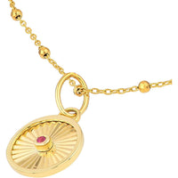 Olas d'Oro - 14K Yellow Gold Ruby Round Radiant Pendant - 0.01 Carat Ruby