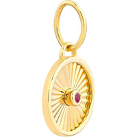 Olas d'Oro - 14K Yellow Gold Ruby Round Radiant Pendant - 0.01 Carat Ruby