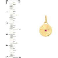Olas d'Oro - 14K Yellow Gold Ruby Round Radiant Pendant - 0.01 Carat Ruby