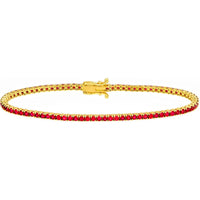 Olas d'Oro - 14K Yellow Gold Ruby Tennis Bracelet - 4.10 Carat Total Ruby Weight